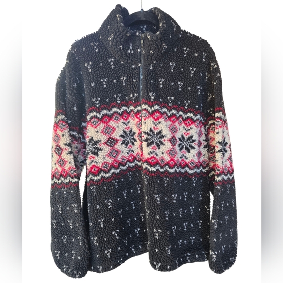 Vintage LL Bean Snowflake Aztec Half Zip Fleece Sweater. Made In USA, Size XL? - Picture 3 of 7